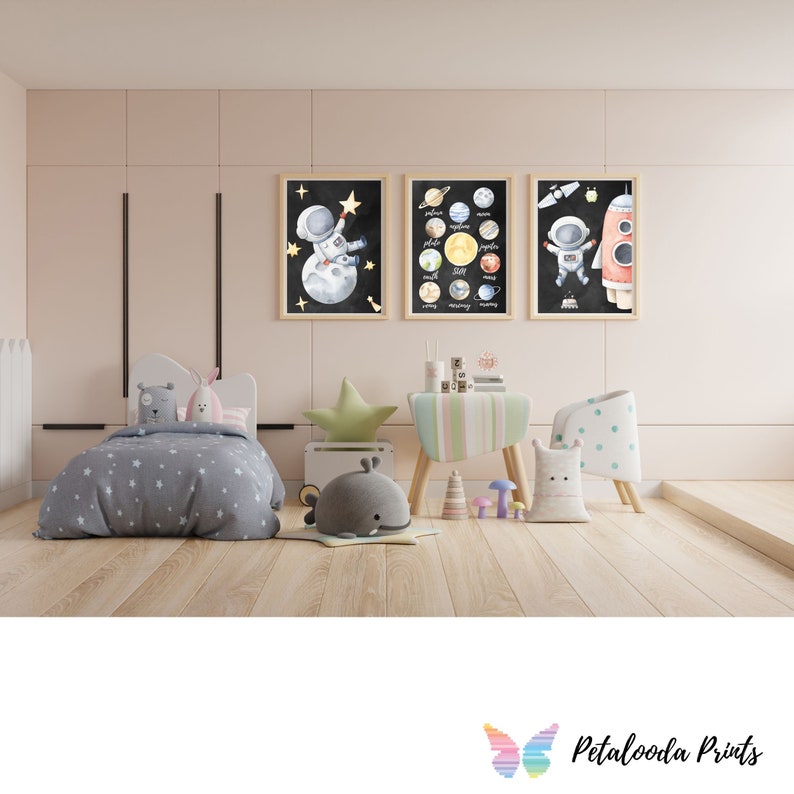 Nursery Wall Art - Watercolor Space Collection - Set of 3 - Etsy