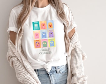 Cocktails T-Shirt: Gin, Martini, Margarita - 100% Cotton WTS323