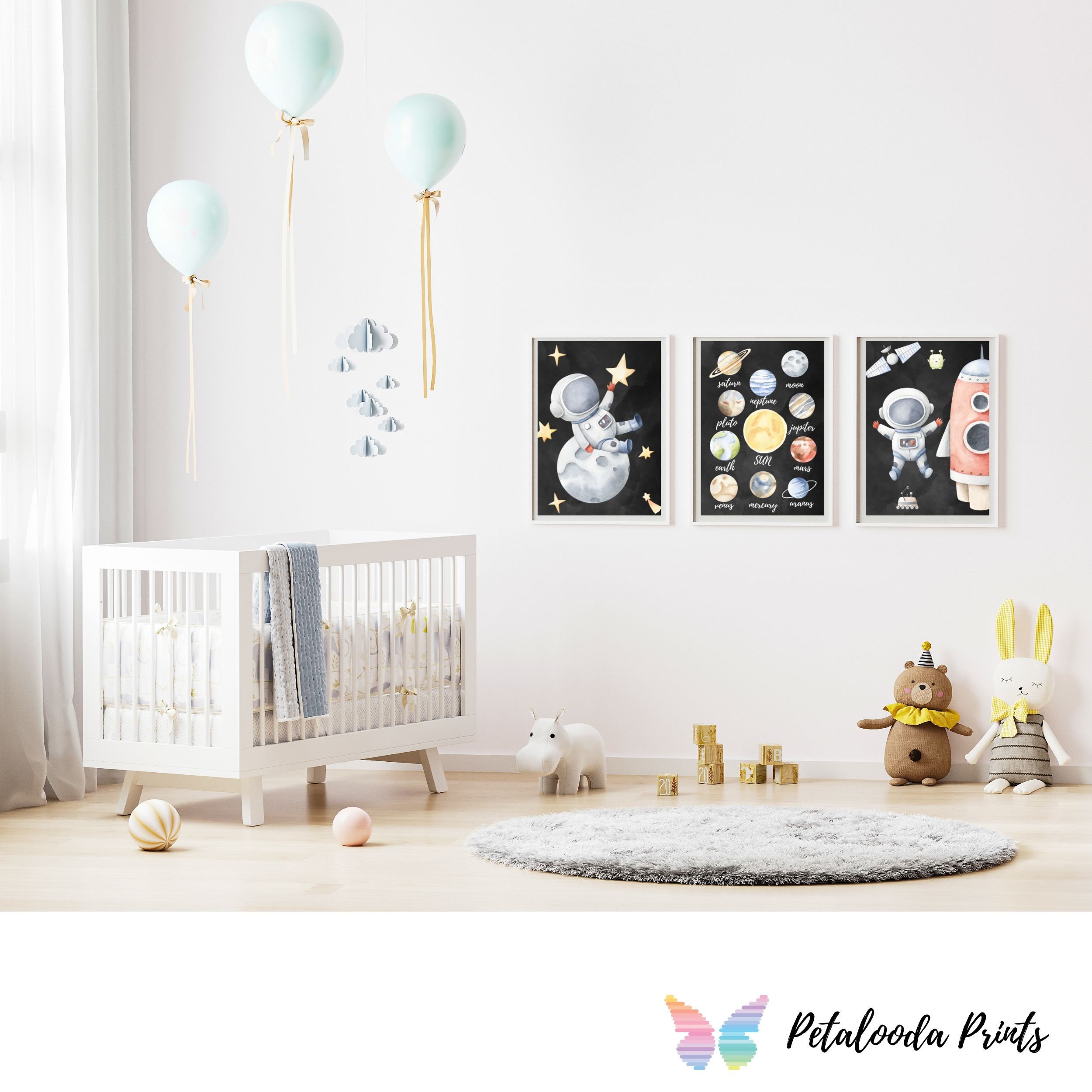 Nursery Wall Art - Watercolor Space Collection - Set of 3 - Etsy