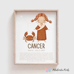Personalised Nursery Wall Art - Kids Zodiac Print- Gemini constellation Print - Kids horoscope Wall Art- Gemini Girl Print