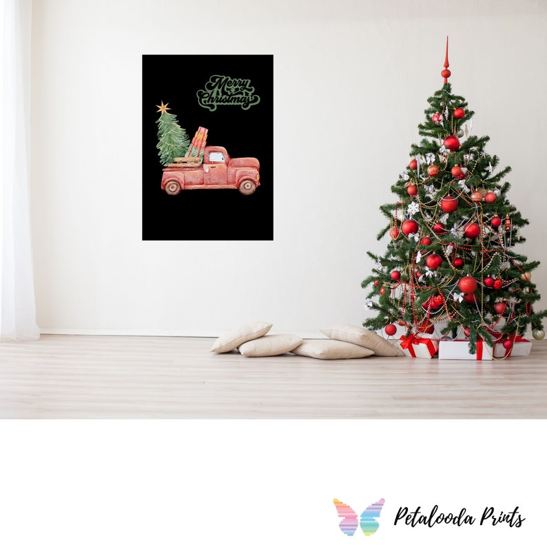Christmas Wall Art Christmas Tree Christmas Presents Etsy