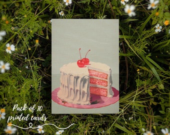 1 confezione da 10 cartoline di compleanno fronte/retro con buste bianco sporco più spesse di alta qualità - Biglietto di compleanno vintage con torta di compleanno vintage