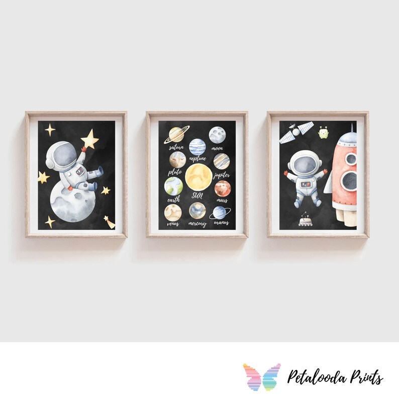 Nursery Wall Art - Watercolor Space Collection - Set of 3 - Etsy