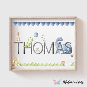 Personalised Name Print - Dinosaur Nursery wall art – Boy bedroom prints