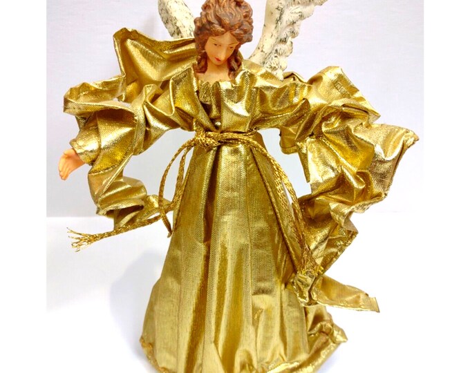 Vintage Christmas Tree Gold Angel Tree Topper 10 Gold Foil Etsy