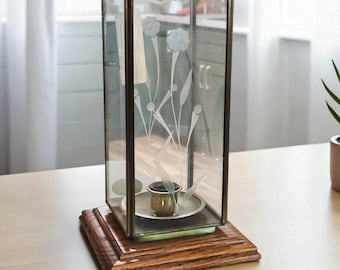 Hout + geëtst glazen paneel orkaanlicht