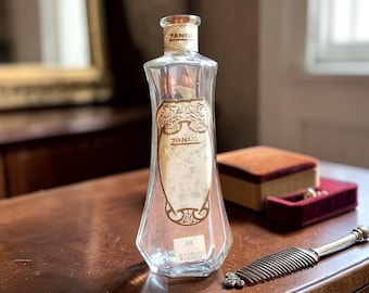 Vintage Zanol-flaska med etikett och korkpropp, knoppvas, kuriosadekor