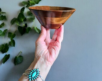 SET OF 3 Mixed Wood Segmented Hand Turned Bowls Vintage