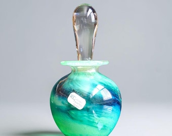 ヴィンテージ ケリー製ガラス香水瓶 アイルランド ブルーグリーン、ガラス製ダバー