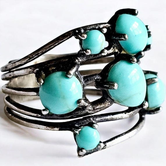Turquoise + 925 Cluster Ring - image 7