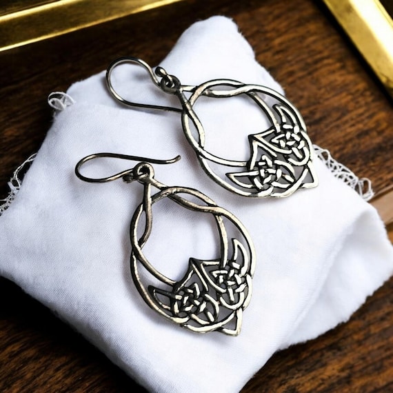 Celtic Wolf Sterling Earrings - image 1