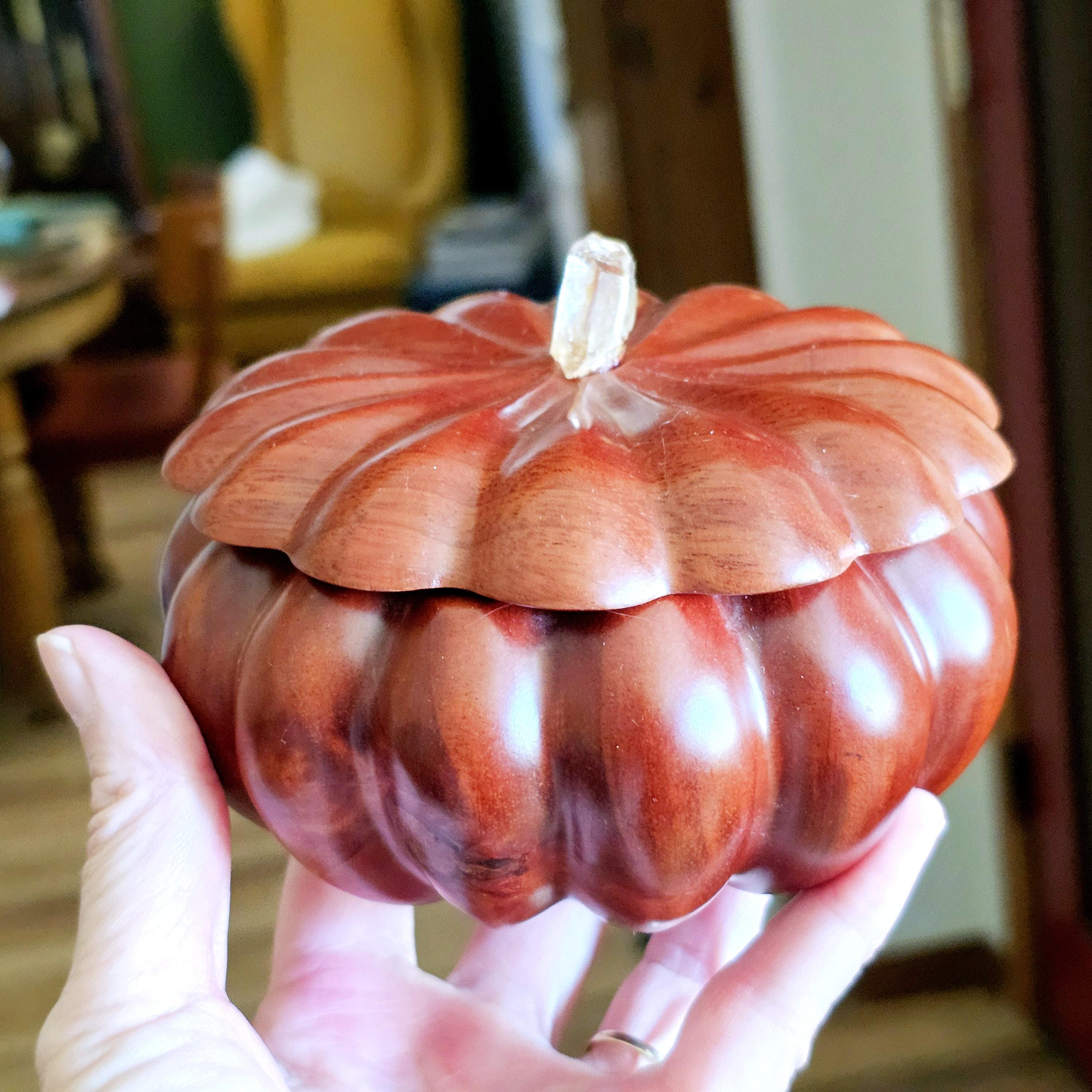 木製カボチャ蓋付き小物入れボウル - Etsy 日本