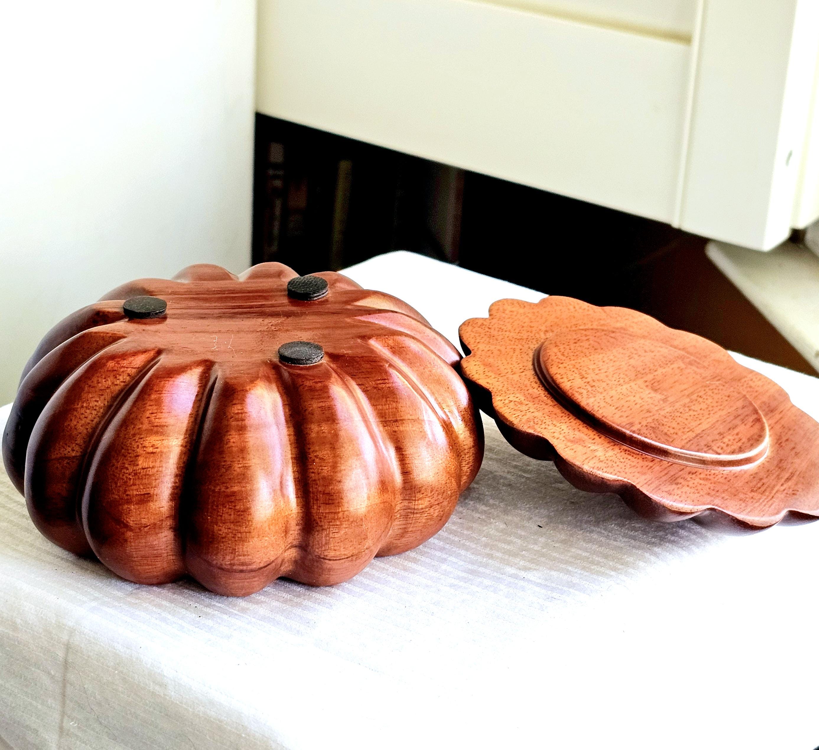 木製カボチャ蓋付き小物入れボウル - Etsy 日本