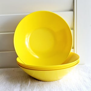 Bright Yellow Melamine Bowls - Four Pieces
