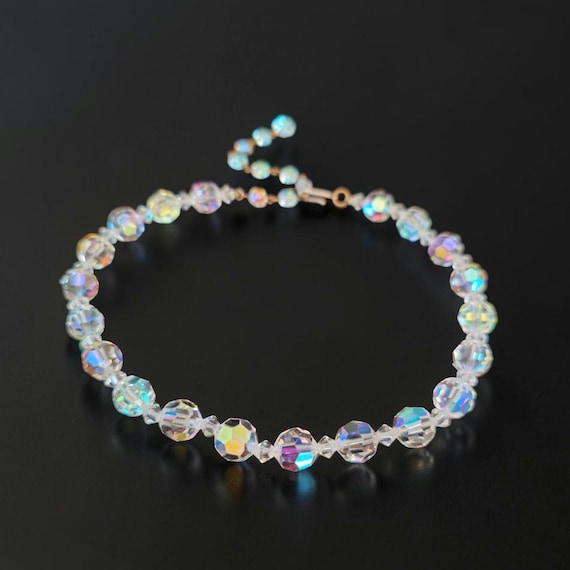 Vintage Faceted Crystal Choker Prismatic Beaded Necklace