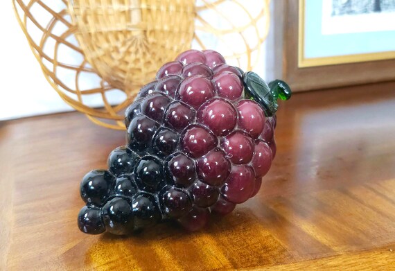 MCM Glass Grape Cluster Dark Purple Shaped Grapes Decorative