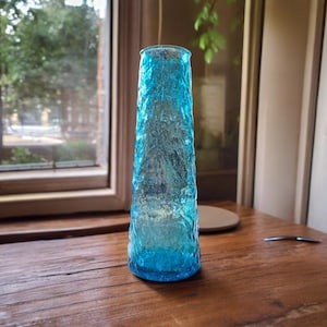 Textured Blue Glass Vase, Whitefriars Style