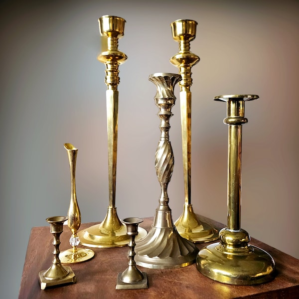 Vintage Brass Candlesticks, Pick Your Stick or Set in the Drop-Down Boxes