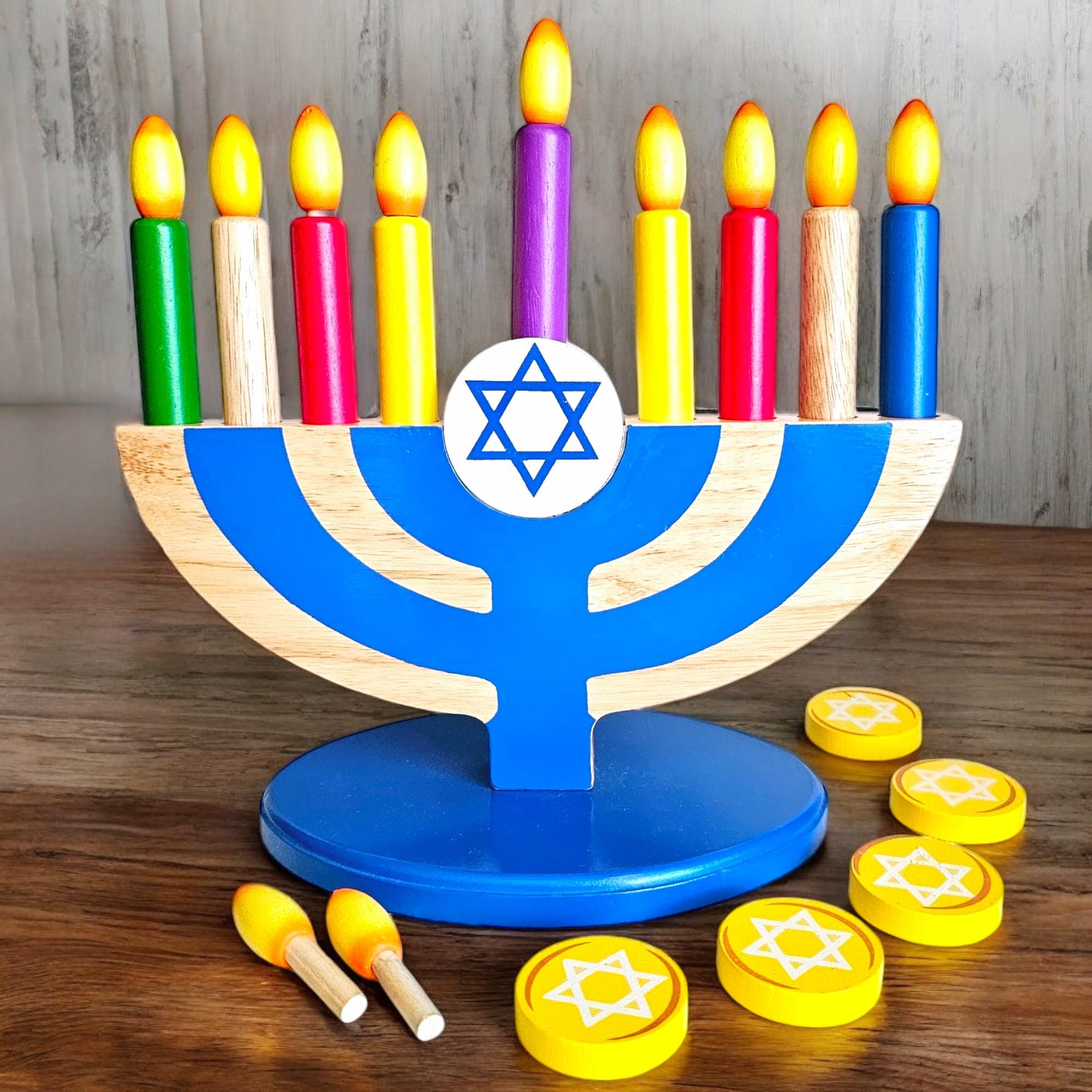 Chanoeka Menorah Complete Set - Menorah - Kaarsen - Dreidels - Chanoeka Gids Chanoeka Menorah Complete Set - Menorah - Kaarsen - Dreidels - Chanoeka Gids