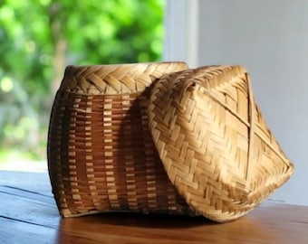 Wicker Snake Basket with Lid