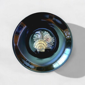 Black Bowl with Inlaid Sea Shell Theme by Couroc of Monterey