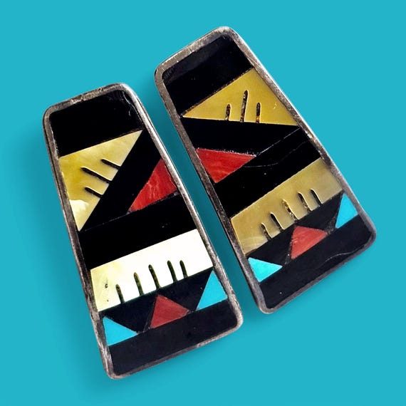 Signed Leander + Lisa Othole Zuni Multi Stone 925… - image 1