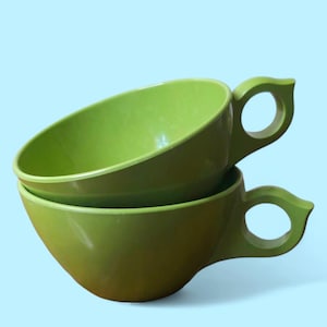 Green Melamine Coffee Cups - Two Pieces