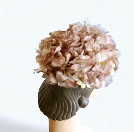 Vintage Silk Organza Flower Pillbox Hat - image 3