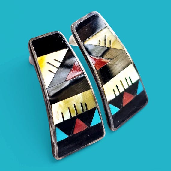 Signed Leander + Lisa Othole Zuni Multi Stone 925… - image 2