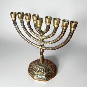 9-Branch Bronze Hanukkah Menorah Candelabrum