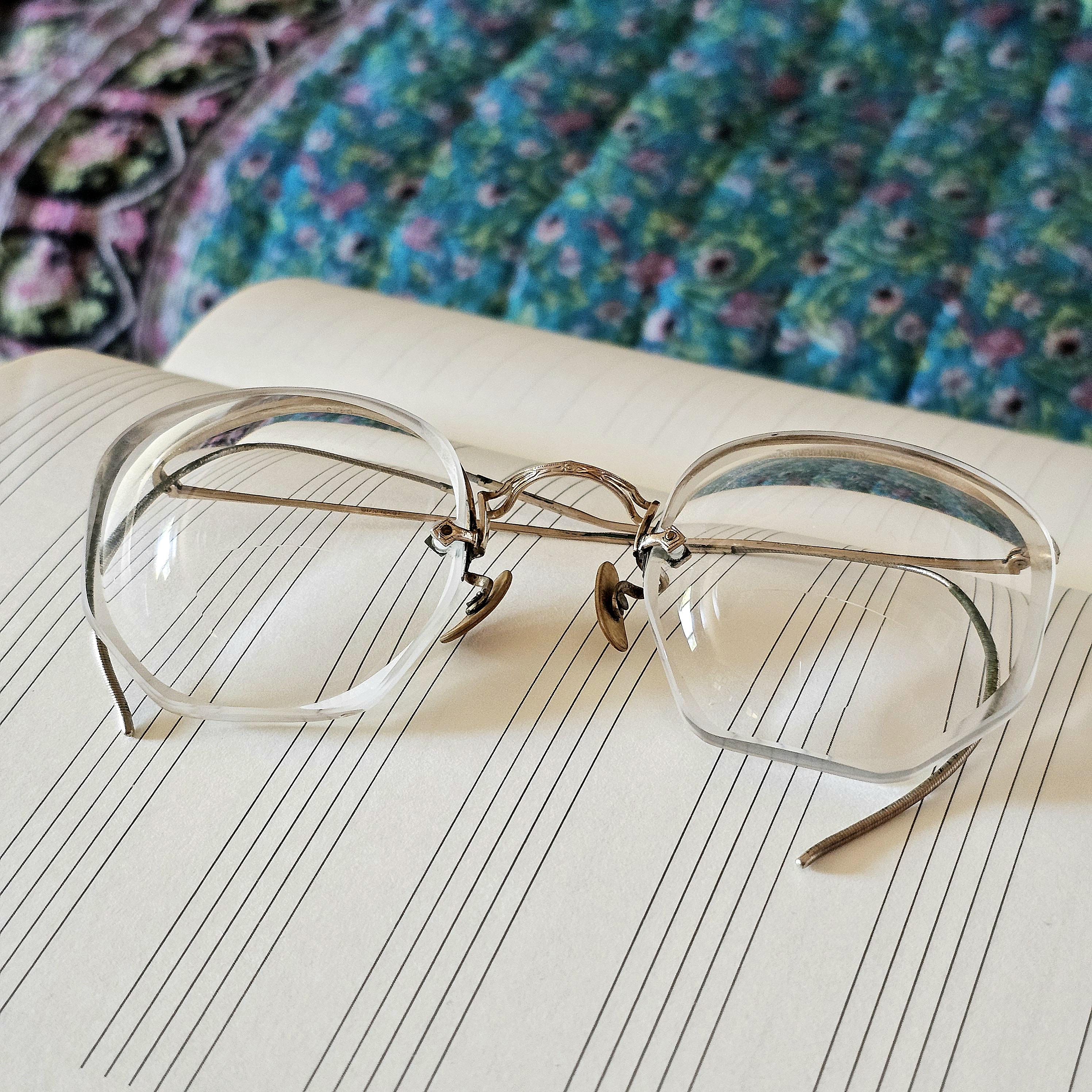 12K Gold Filled Antique Eyeglass Frames: Octagonal Cable Temples, AO ...