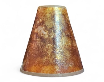 Vintage Mica Lamp Shade 7 Inch Amber Brown Clip On Replacement Shade