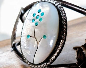 署名入り ズニ族 ディシュタ カフ ブレスレット インレイ