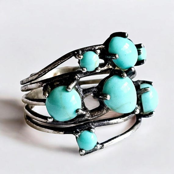 Turquoise + 925 Cluster Ring - image 3