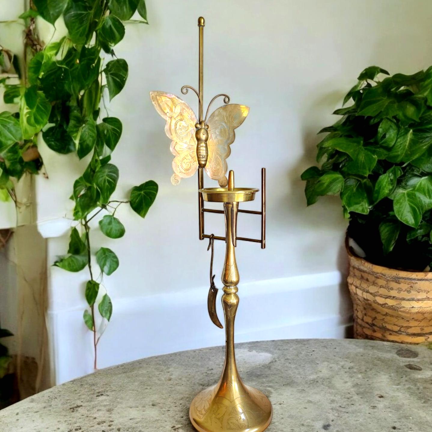Korean Brass Butterfly Reflector Candlestick + Movable Arm +