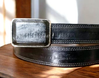 Vintage Chocolate Brown Eel Skin Leather Saddle Wrap Belt 