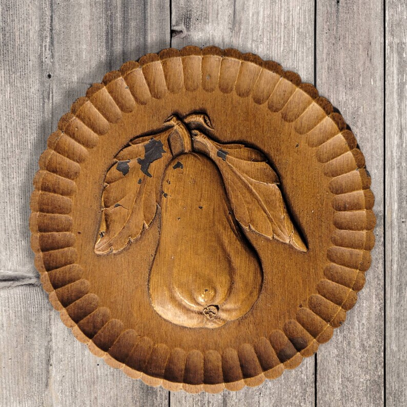 Vintage Fruit Wall Decor Set of 2 Round Plaques by Burwood / Etsy