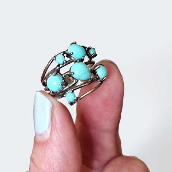 Turquoise + 925 Cluster Ring - image 2