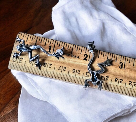 3D Frog Silver Dangle Post Earrings - image 7