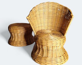 Little Wicker Chair and Table Shaped Plant Stands