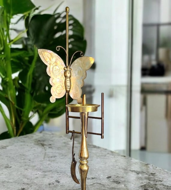 Korean Brass Butterfly Reflector Candlestick + Movable Arm +