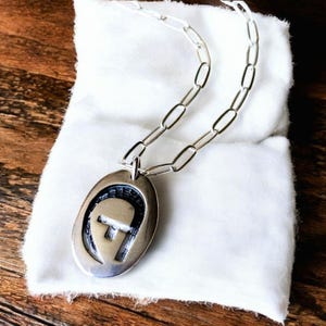 Signed Jesse Josytewa Hopi 925 Overlay Necklace Pendant on 18&quot; Chain