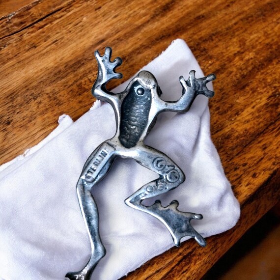 3D Frog Silver Dangle Post Earrings - image 5
