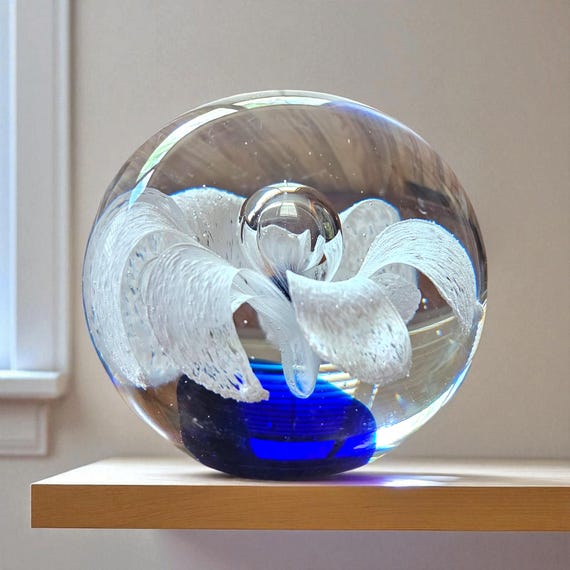 ペーパーウェイト！ ガラスアート Amazon.co.jp: ガラスペーパーウェイト アート 海の波 ガラスボール 手