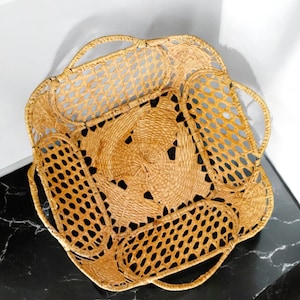 Italian Teneriffe Open Weave Lace Basket with Handles