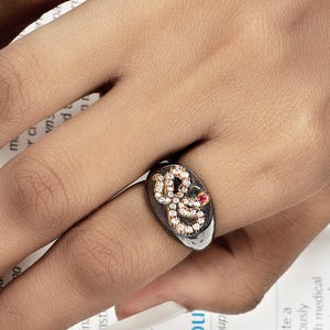 Rubin Schlangen Ring: 925 Sterling Silber Schlangen Siegelring, handgemachter Statement Schmuck