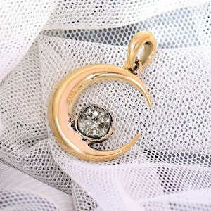 Celestial Pyrite Pendant Necklace, 925 Sterling Silver, Handmade Pendant, Astrology-Inspired Jewelry, Celestial Necklace Charm for Women