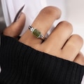 Raw Moldavite Ring: Sterling Silver Meteorite Statement Ring