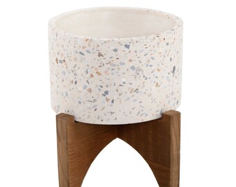 5" NEUTRAL TERRAZZO Planter on Stand