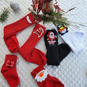 Christmas knee high novelty socks/ stocking fillers/party socks/ occasion socks/girls socks/red socks/black socks/ white socks